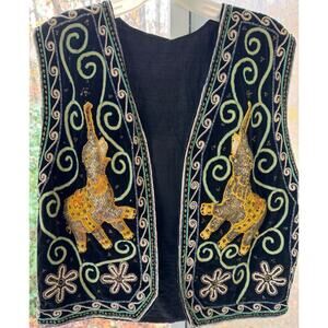 Vintage Black Velvet Vest